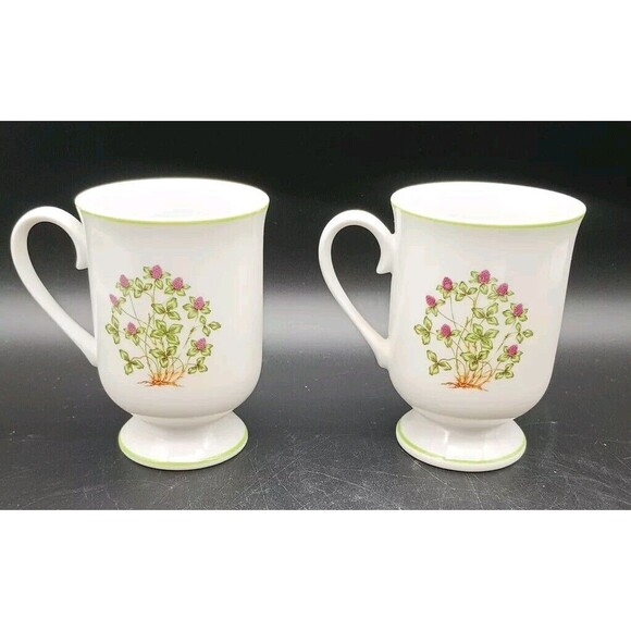 Royal Domino Pedestal Footed Mugs Clover Floral Spring Garden Japan Botanical - Picture 3 of 5